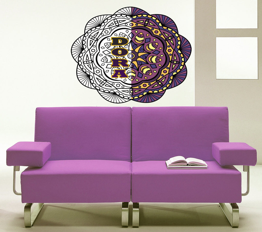 Mandala Custom name wall decal, personalized sticker, personalized decal, nursery decal baby boy stickers, baby girl decal GD444