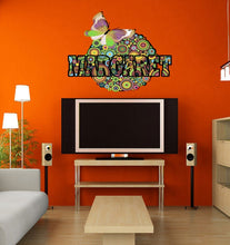 Load image into Gallery viewer, Mandala Custom name wall decal, personalized sticker, personalized decal, nursery decal baby boy stickers, baby girl decal GD447
