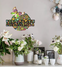 Load image into Gallery viewer, Mandala Custom name wall decal, personalized sticker, personalized decal, nursery decal baby boy stickers, baby girl decal GD447