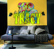 Load image into Gallery viewer, Mandala Elephant Custom name wall decal, personalized sticker, personalized decal, nursery decal baby boy stickers, baby girl decal GD449