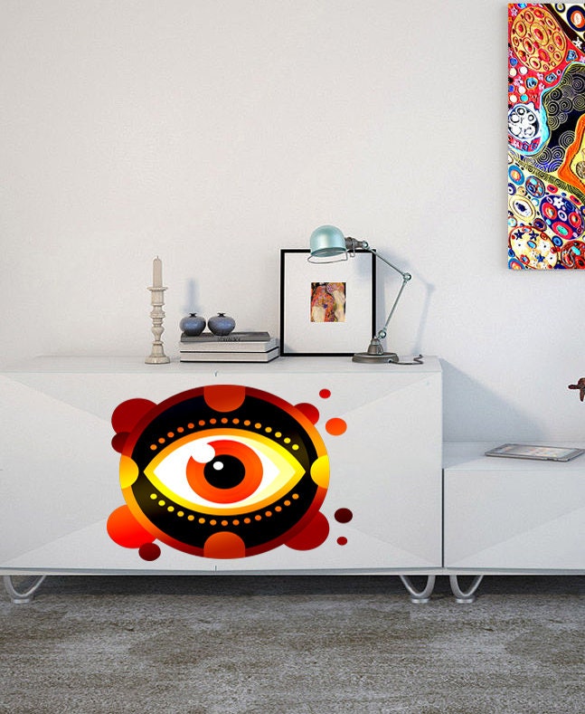 Wall decal art stickers Boho Red Eye mandala, Woman Eyes Wall Decal Make Up Wall Decal Stickers Removable Peel and Stick-GD537