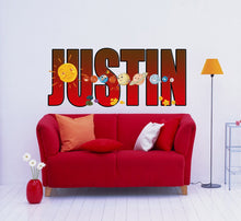 Load image into Gallery viewer, Space Planets Custom name wall decal, personalized sticker, personalized decal, nursery decal baby boy stickers, baby girl decal GD450