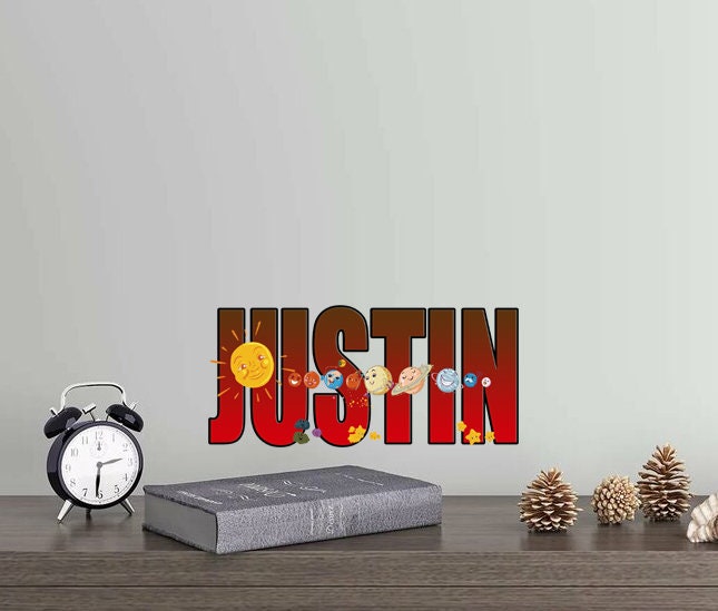 Space Planets Custom name wall decal, personalized sticker, personalized decal, nursery decal baby boy stickers, baby girl decal GD450