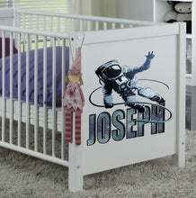 Load image into Gallery viewer, Space Cosmonaut Custom name stickers boy, personalized sticker, nursery decal baby boy stickers GD455