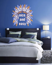 Load image into Gallery viewer, Wise Native American Indian with Feather Headdress Vinyl Decal Sticker, boho wall decals for bedroom, GD548