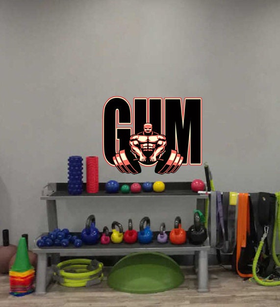 Gym Body-building Thews Wall Decal Sport Wall Decals for Gym - Wall Decal for Home Decor - Hulk with Barbell Decor Stickers- GD553