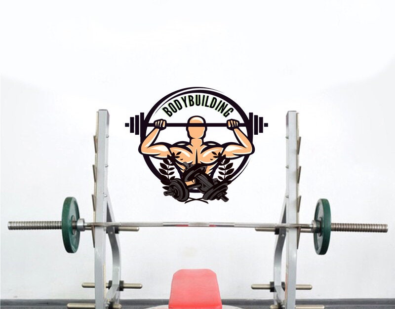 Beast Mode Wall Decal Sign, Barbell Vinyl Sticker Gym Quote Fitness Poster Motivational Decor Gifts Workout Wall Decor Crossfit Wall Art-