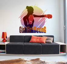 Load image into Gallery viewer, Attractive Boxing Girls Wall Decal Boxer Gym Sports Woman Fighting Club Interior Cool Decoration Vinyl Wall Stickers-GD562
