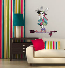 Load image into Gallery viewer, Wall decal art stickers Boho Girl Arrow, personalized sticker, personalized decal, Bohemian style, nursery decal baby stickers, art decal