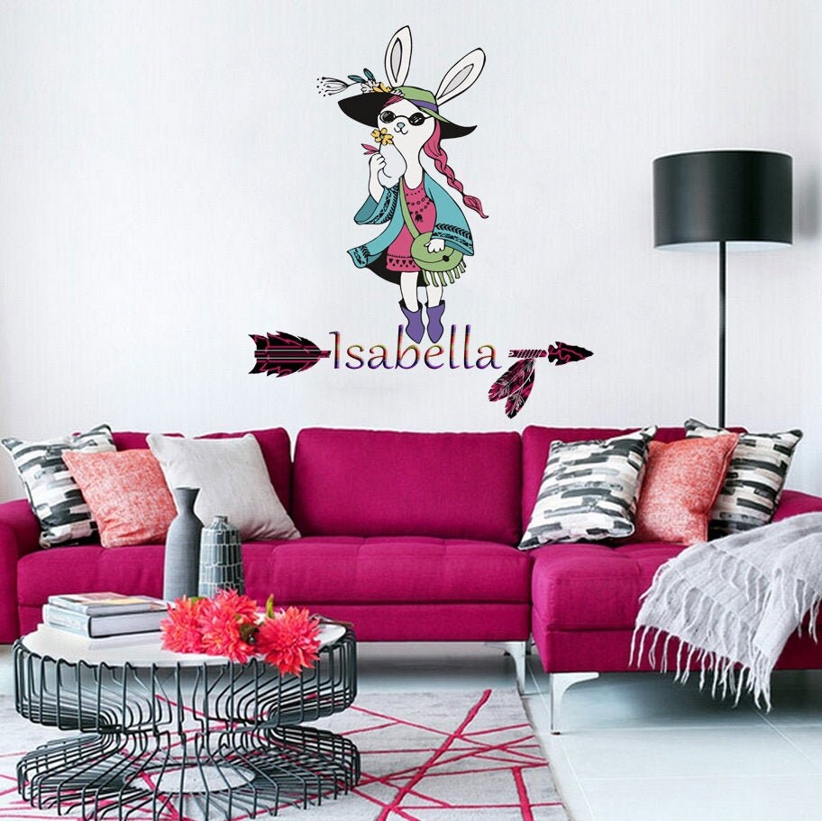 Wall decal art stickers Boho Girl Arrow, personalized sticker, personalized decal, Bohemian style, nursery decal baby stickers, art decal
