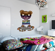 Load image into Gallery viewer, Gamer Bear Custom name wall decal, personalized sticker, Bear Gamer Game Controller Wall Decal, Bear Gamer Game Controller wall decor-GD574