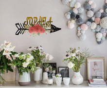 Load image into Gallery viewer, Arrow &amp; Red Rose Stickers,Large Flower Wall Decals for Girls Room-Window Sticker Flower- Custom Vinyl Decals for Nursery Decor GD578