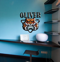 Load image into Gallery viewer, Tiger Gamer game controller Wall Decal, Gamer Custom name wall decal, Joystick vinyl sticker, gamer room decal - GD582