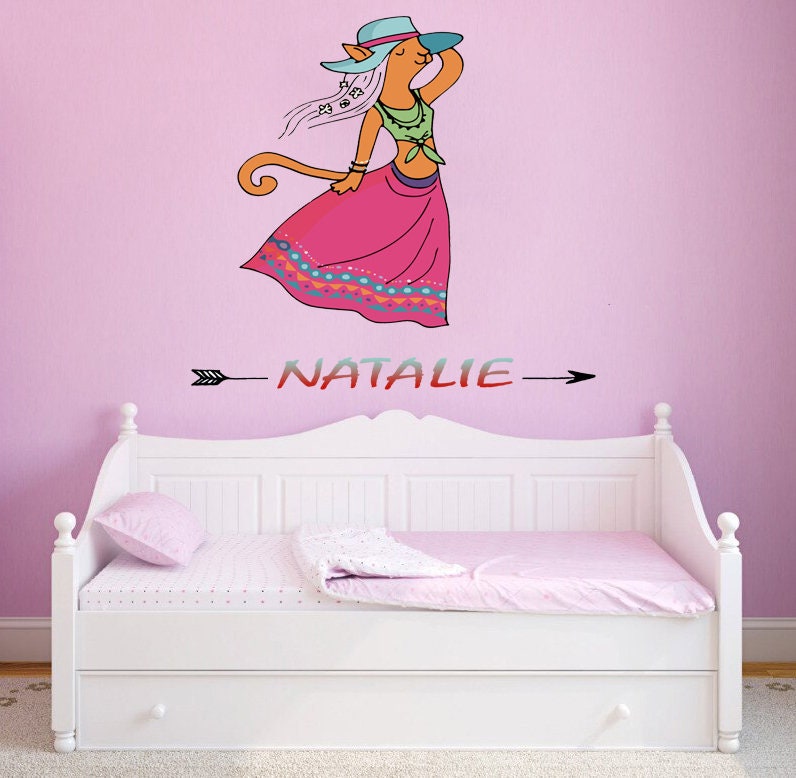 Wall decal art stickers Boho Girl Arrow, personalized sticker, personalized decal, Bohemian style, nursery decal baby stickers, GD586