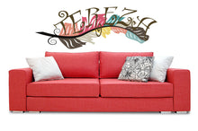 Load image into Gallery viewer, Girls Name Wall Decal Boho Nursery Decor Name Decal Feather Stickers Wall Decor Personalized Name Decal Tribal Boho Decal Feathers-GD592