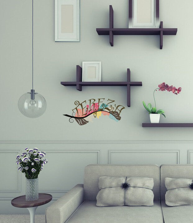 Girls Name Wall Decal Boho Nursery Decor Name Decal Feather Stickers Wall Decor Personalized Name Decal Tribal Boho Decal Feathers-GD592