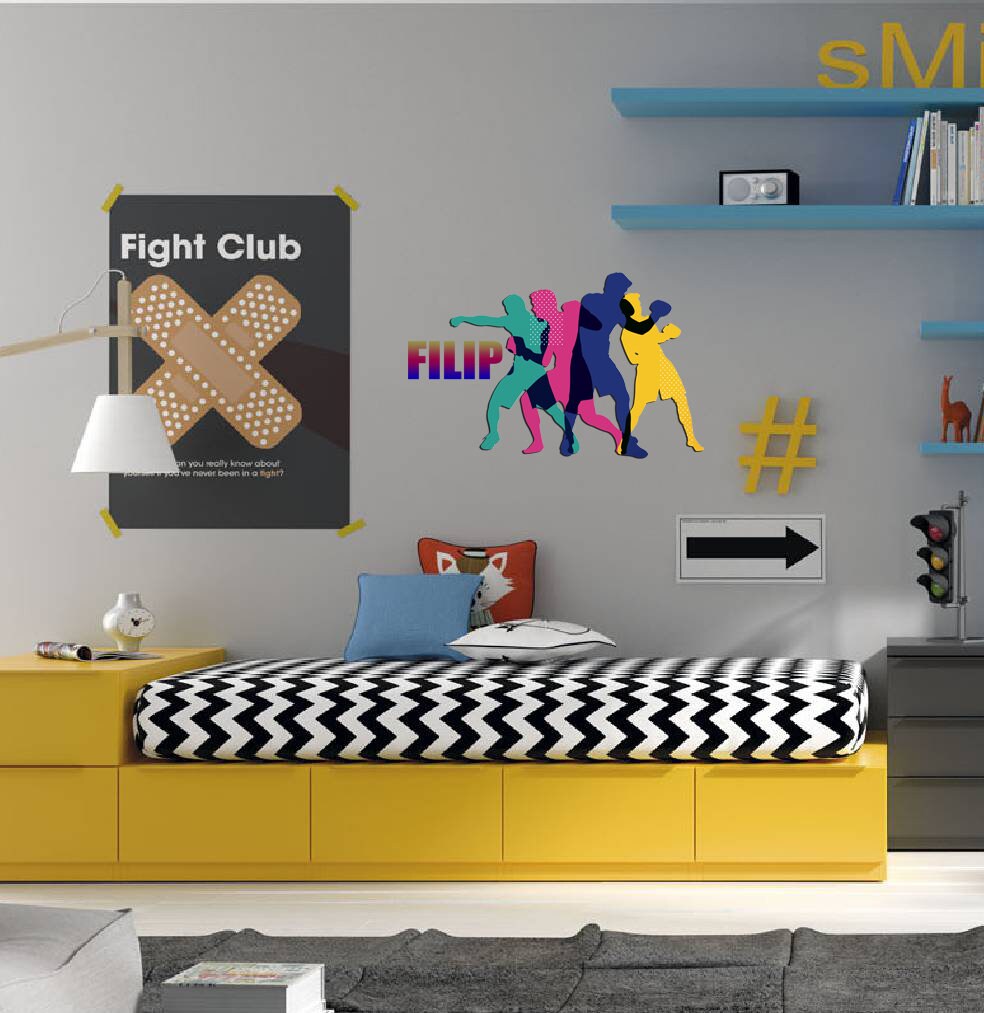 Custom Boxer Wall Decal Personalized Sports Vinyl Sticker Boxing Gym Kids Room Decor, wall decor living room, boho wall decal-GD595