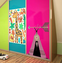 Load image into Gallery viewer, Wall decal art stickers Boho Wigwam, Childrens wall sticker Bohemian style decor, Boho Arrow vinyl sticker, baby stickers, baby girl decal