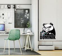 Load image into Gallery viewer, Gamer Panda Custom name wall decal, personalized sticker, personalized decal, wall sticker Player decor, Joystick vinyl sticker, GD598
