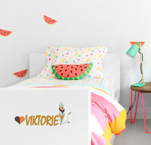 Load image into Gallery viewer, Personalized Custom Name feather and heart Wall Decal Sticker Customized Sign, Baby Girl Nursery Room Decor Boy Mural Art Gift-GD604