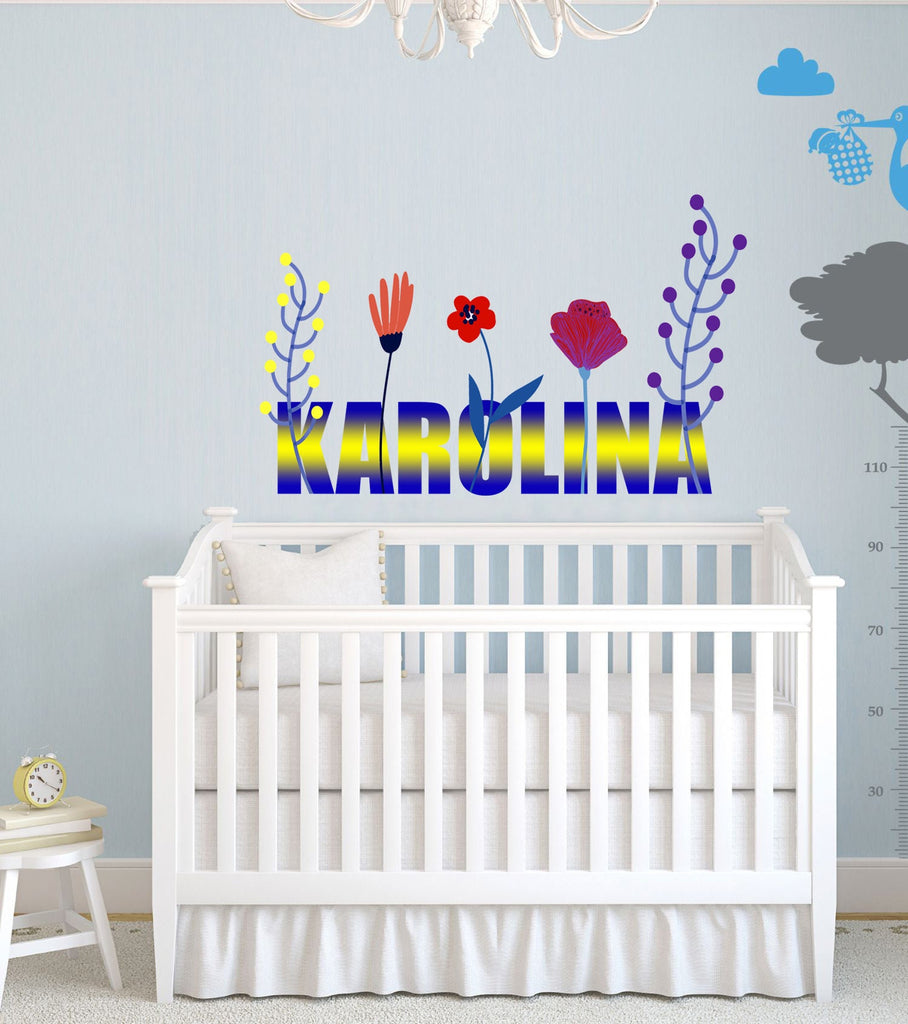 Wall Decals for Nursery Decor -Custom Vinyl Sticker, Flower Wallpaper Stick and Peel -Mural for Living Room Decoration-GD605