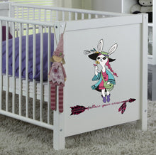 Load image into Gallery viewer, Wall decal art stickers Bohemian Girl, Childrens wall sticker Bohemian style decor, Boho Arrow vinyl sticker, baby stickers, GD488