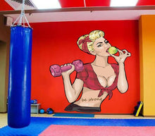 Load image into Gallery viewer, Wall Vinyl Decal Home Decor Art Sticker Woman Lifting Weights Sports Gym Fitness Retro Room Removable Stylish Mural Unique Design-GD491