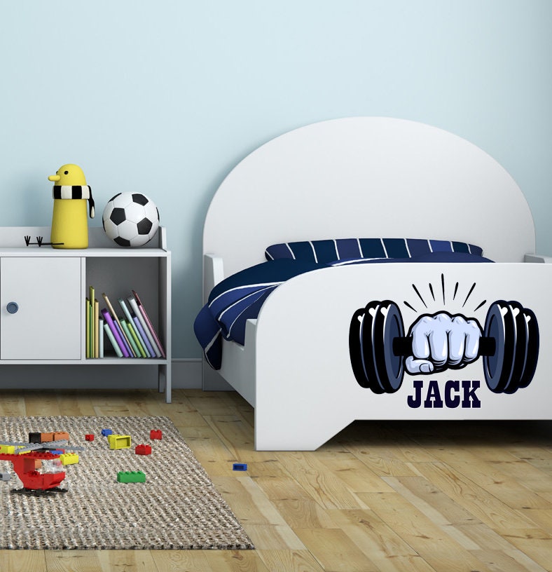 Dumbbell Custom name wall decal, Barbell- Customized Vinyl Wall Decal Fitness for a gym, Dumbbell Gym Wall Decal- GD607
