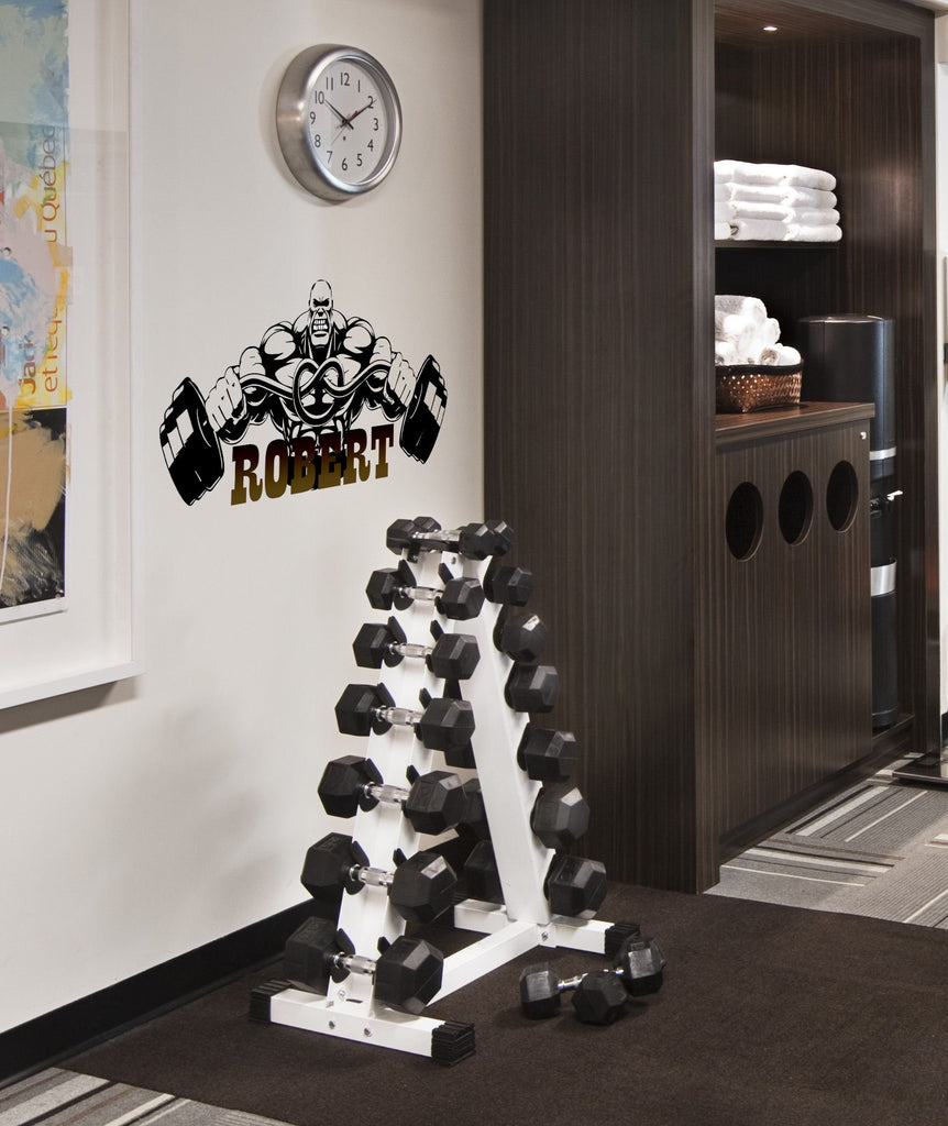 Bodybuilder Gym Fitness Coach Sport Muscles Wall Stickers Vinyl Weightlifting Dumbbells Decal Murals Artwork Home Decor Gym Club-GD609