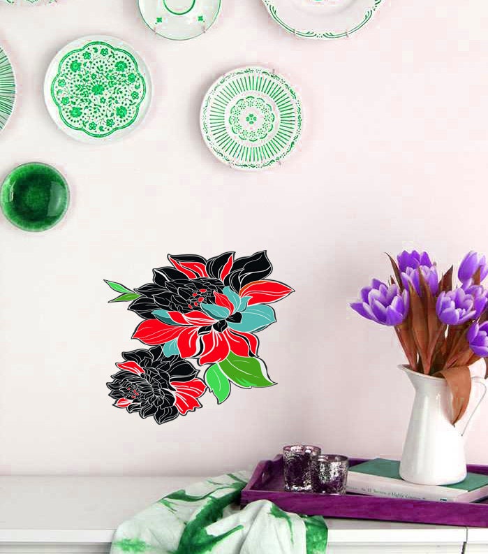 Wall decal stickers Boho Flowers, Wall sticker Bohemian style decor, Boho Rose vinyl sticker, baby stickers Bouquet decal Boho Rose-GD620