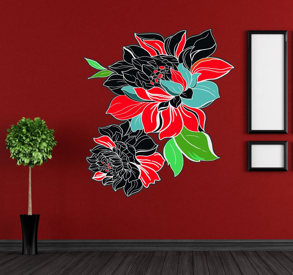 Wall decal stickers Boho Flowers, Wall sticker Bohemian style decor, Boho Rose vinyl sticker, baby stickers Bouquet decal Boho Rose-GD620