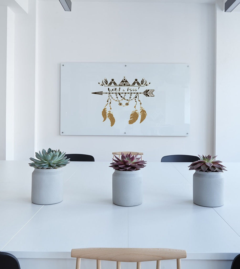 Wall decal art stickers Boho Arrow Feather, wall sticker Bohemian style decor, Boho Quote Wild & Free vinyl sticker, baby stickers-GD498