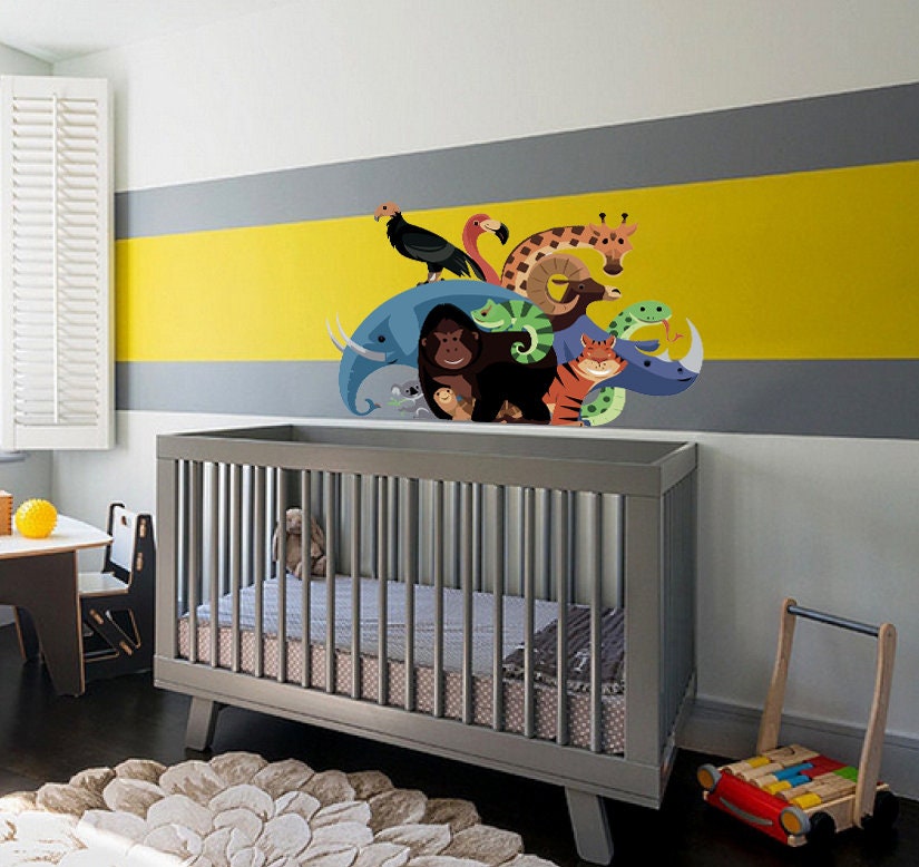 Wall decal art stickers Animals, Wall sticker Baby Animals decor, Beasts vinyl sticker, baby stickers decal Baby Animals, GD630