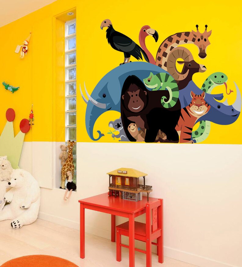 Wall decal art stickers Animals, Wall sticker Baby Animals decor, Beasts vinyl sticker, baby stickers decal Baby Animals, GD630
