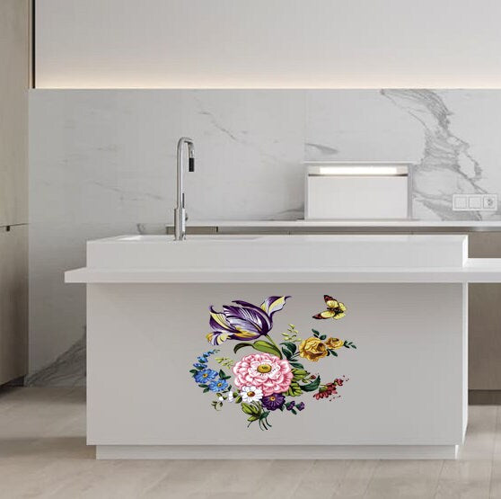 Watercolor Peony Wall Decal, Blooming Peony Floral Flowers Sticker for Girls Bedroom Wedding Party Decoration-GD632