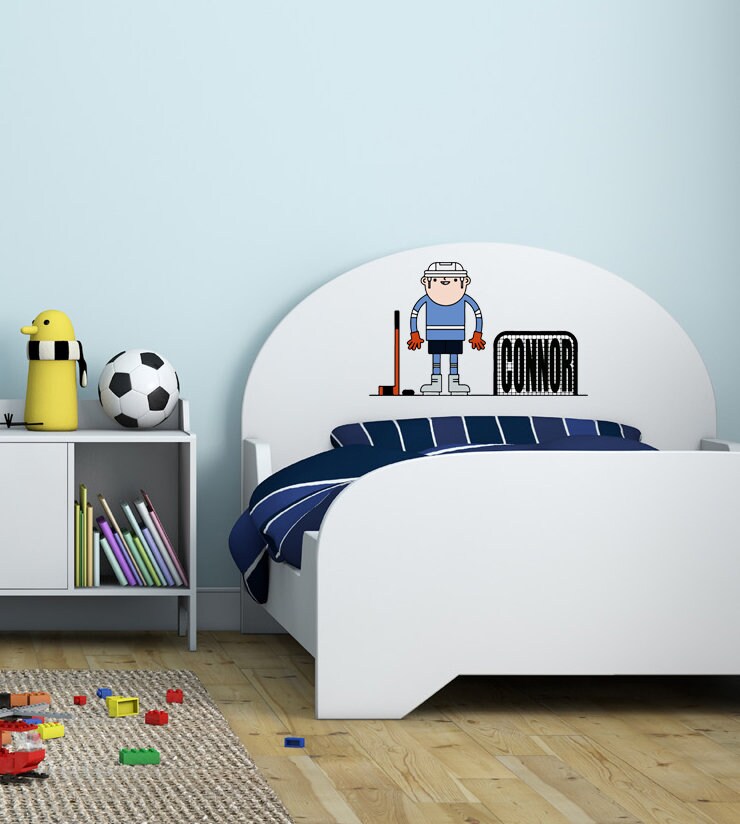 Hockey player Custom name wall decal, personalized sticker, personalized decal, wall sticker Hockey decor, Goalkeeper vinyl sticker, decal