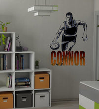 Load image into Gallery viewer, Basketball Custom name wall decal, personalized sticker, personalized decal, wall sticker Basketball player decor, Ball vinyl sticker, decal