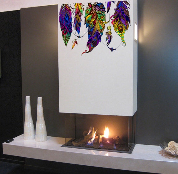 Feathers Wall Decals Large Wall Stickers Peel and Stick Removable Decal Stick DIY Wall Art Murals Home Wall Decor, Bedroom Living Room-GD510