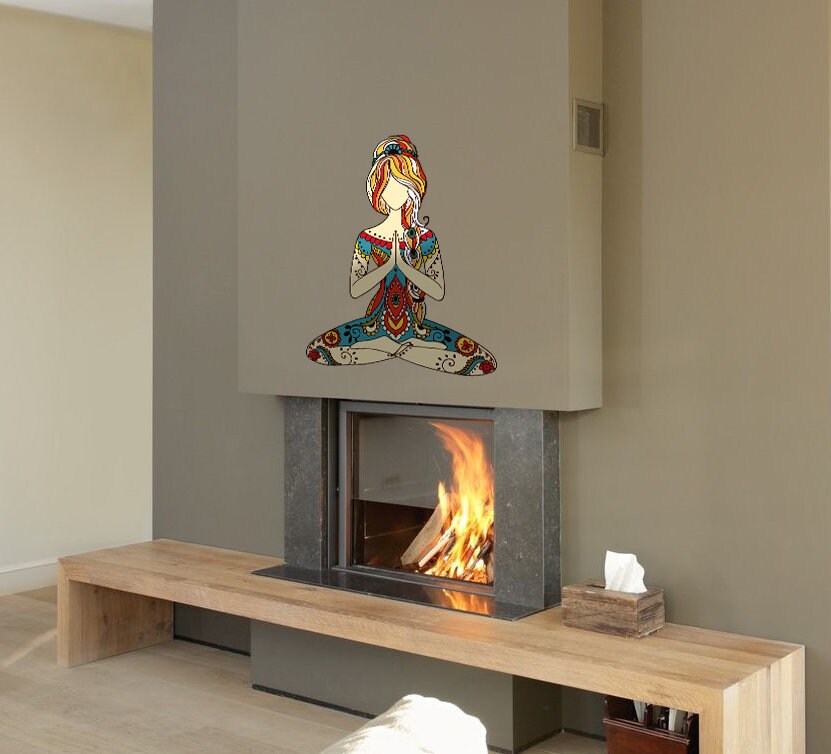 Wall Vinyl Decal Home Decor Art Sticker Yoga Girl Woman Exercise Meditation Relax Fitness Room Removable Stylish Mural Unique Design-GD512