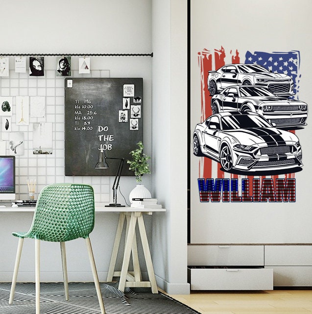 American flag Custom name wall decal, personalized sticker, personalized decal, wall sticker Car America decor, Flag vinyl Car sticker