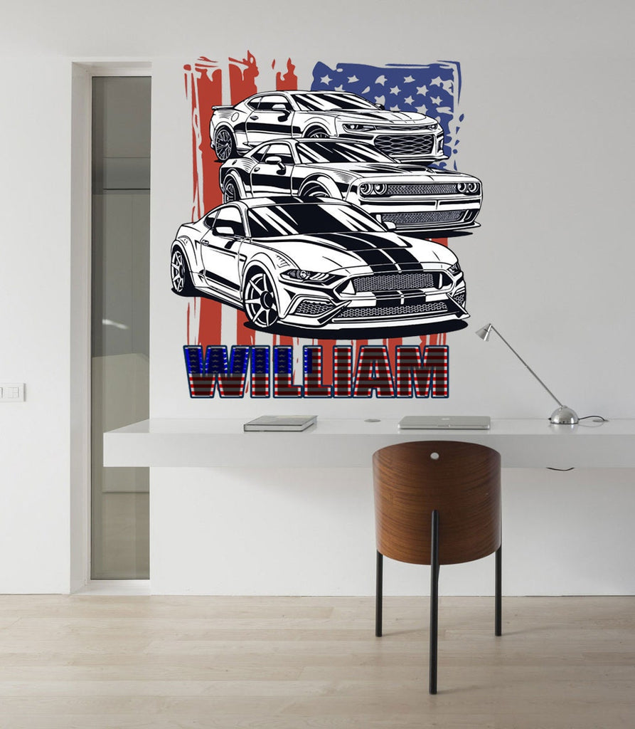 American flag Custom name wall decal, personalized sticker, personalized decal, wall sticker Car America decor, Flag vinyl Car sticker
