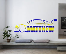 Load image into Gallery viewer, Wall decal art stickers Racing Car, personalized sticker, personalized decal, Motor races, nursery decal baby stickers, art decal Car