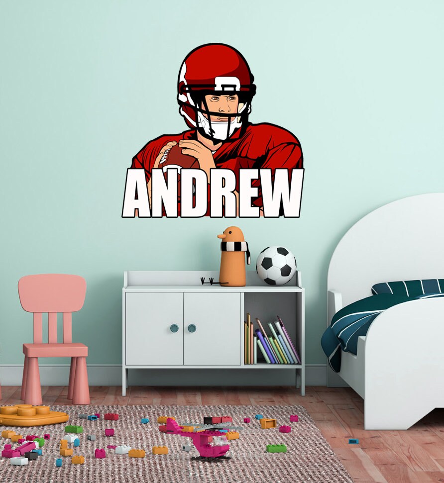 Personalized Custom Football Wall Decal - Choose Your Name & Numbers Custom Player Jerseys Vinyl Decal Sticker Decor Kids Bedroom-GD651