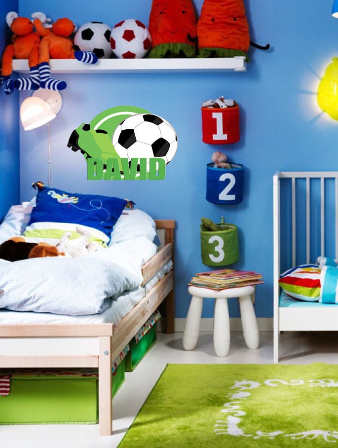 Wall decal art stickers Football and soccer shoes, personalized sticker, Soccer stickers, nursery decal baby stickers, art decal Ball-GD654