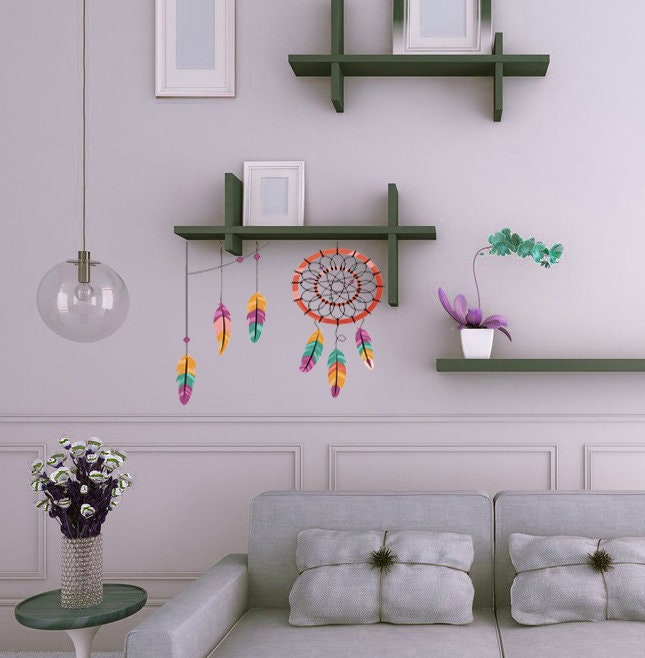Dream Catcher Wall Decal Vinyl Sticker Decor, Wall sticker Bohemian style decor, Boho Dream Catcher vinyl sticker, baby stickers Boho-GD660