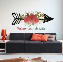 Load image into Gallery viewer, Flower wall decal ,Custom Vinyl Decals for Nursery Decor,Arrow Shaped Boho Stickers, Flower Wall Art -GD516