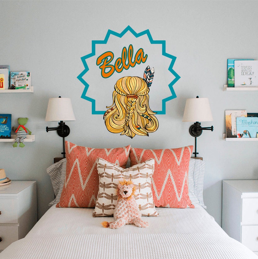Wall decal art stickers Boho Girl Indian, personalized sticker, Inspiring Uplifting Encouragement Gifts for Women, Teen Girls - GD666
