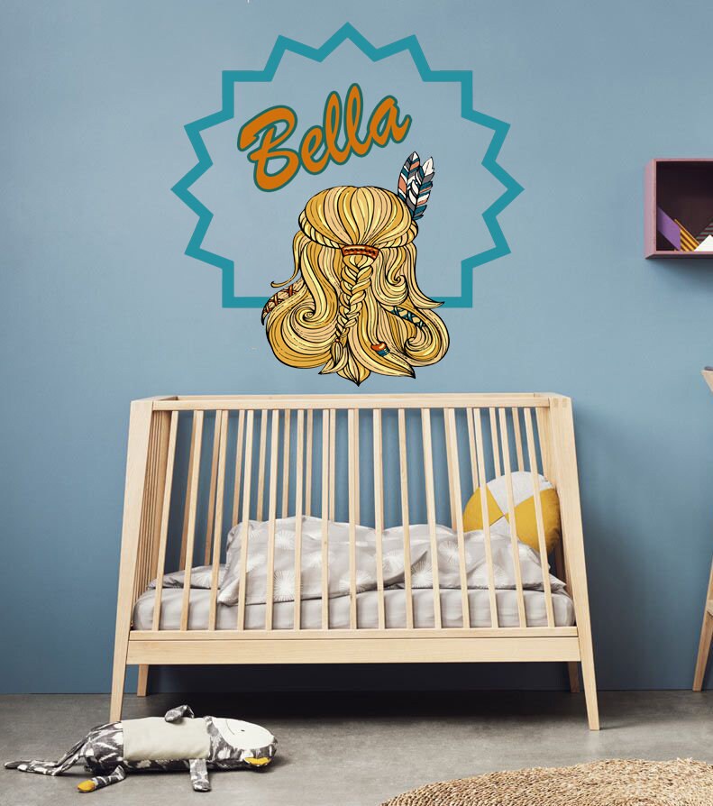 Wall decal art stickers Boho Girl Indian, personalized sticker, Inspiring Uplifting Encouragement Gifts for Women, Teen Girls - GD666