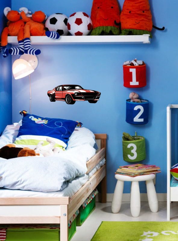 Wall decal art stickers Car, Wall sticker Racing Car decor, Red car vinyl sticker