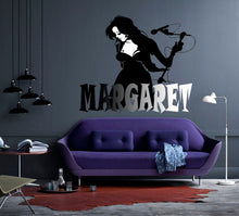 Load image into Gallery viewer, Microphone Custom name wall decal, personalized sticker, personalized decal, wall sticker mike Girl decor, Viewers Singer vinyl sticker